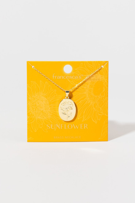 Tanya Golden Etched Sunflower Pendant Necklace