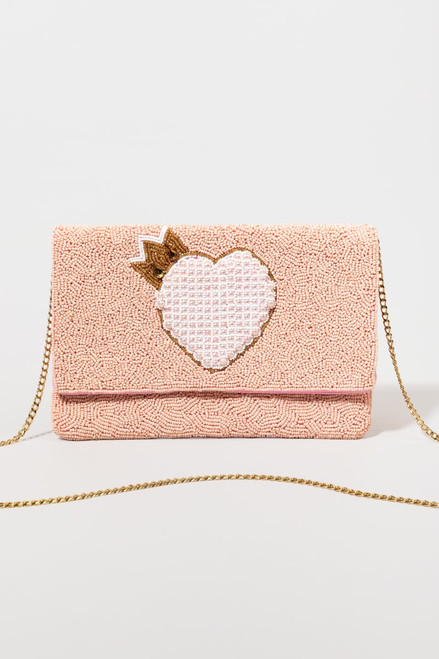 Brittany Beaded Crowned Heart Clutch Purse