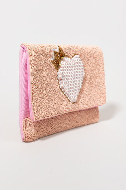 Brittany Beaded Crowned Heart Clutch Purse