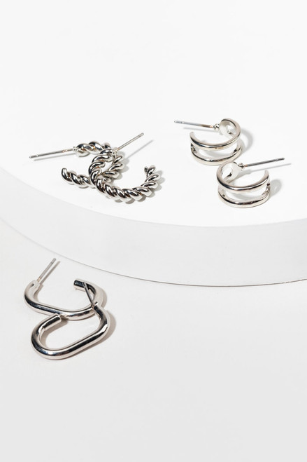 Holly Silver Hoop Earring Set