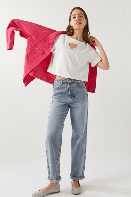 Thelma Cropped Heart Cutout Tee