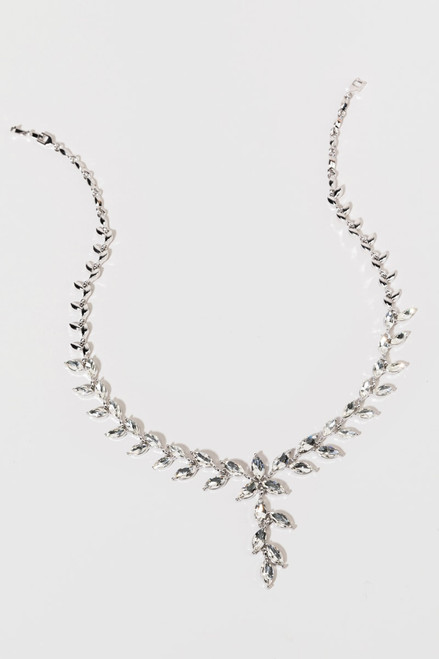 Paula Crystal Metal Leaf Necklace
