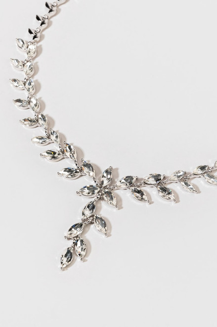 Paula Crystal Metal Leaf Necklace