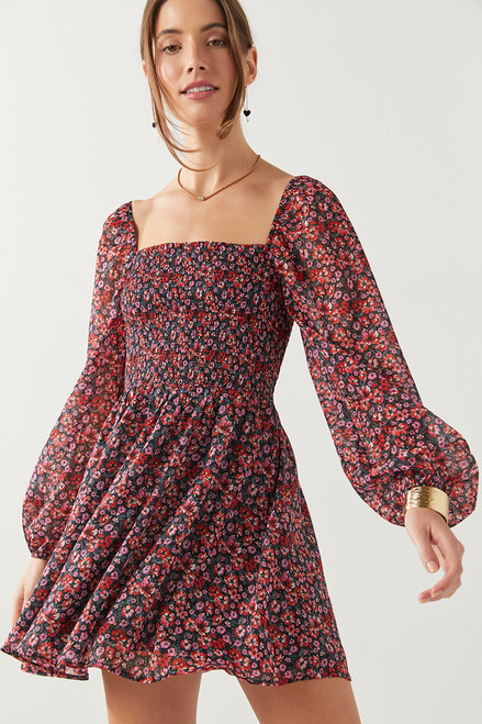 Nichole Smock Top Floral Mini Dress