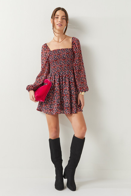 Nichole Smock Top Floral Mini Dress