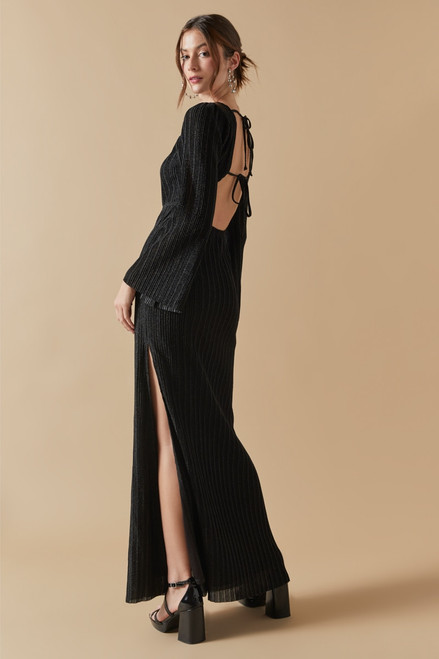 Alana Pleated Open Back Maxi Dress