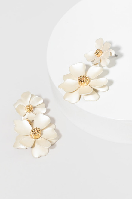 Heidi Satin Metallic Flower Chandelier Earrings