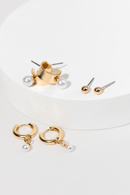 Christine Golden Pearl Earring Set