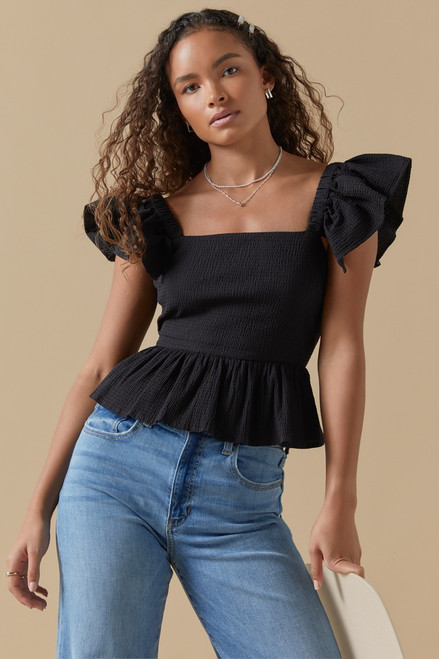 Bella Flutter Sleeve Bow Back Top