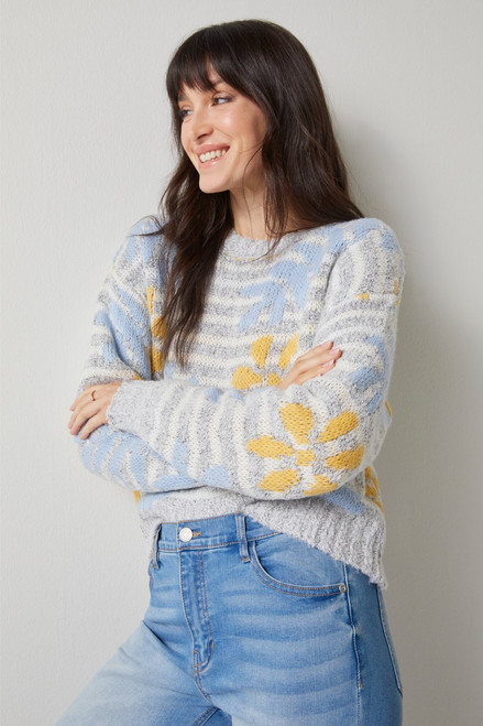 Leigh Striped Intarsia Pullover