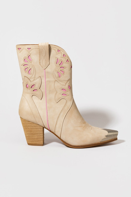 Dakota Stitched Leather Cowboy Boots