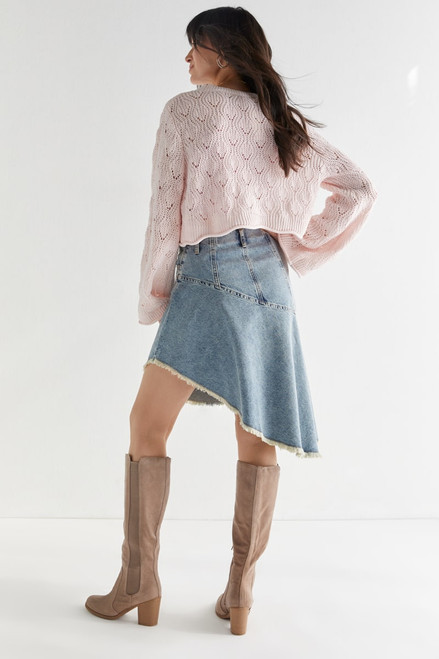 Marianne Asymmetric Denim Midi Skirt