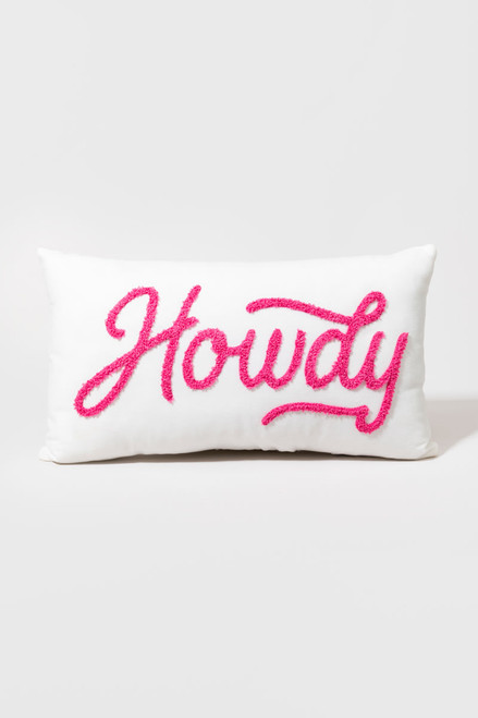 Howdy White And Pink Throw Pillow