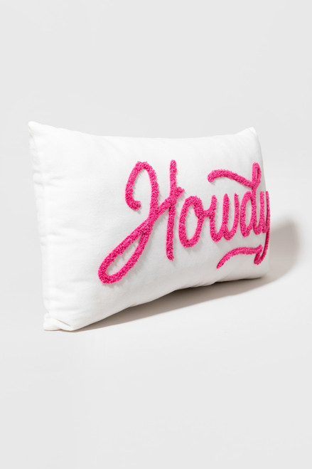 Howdy White And Pink Throw Pillow