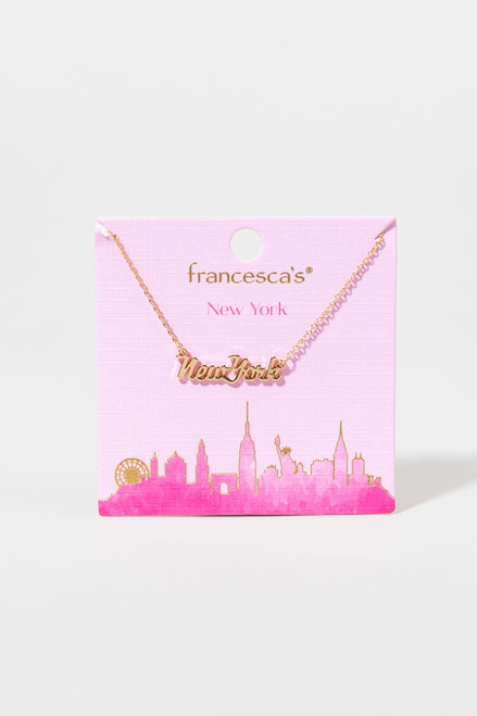 New York Pendant Carded Gold Necklace