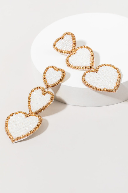 Alyssa Seedbead Hearts Chandelier Earrings