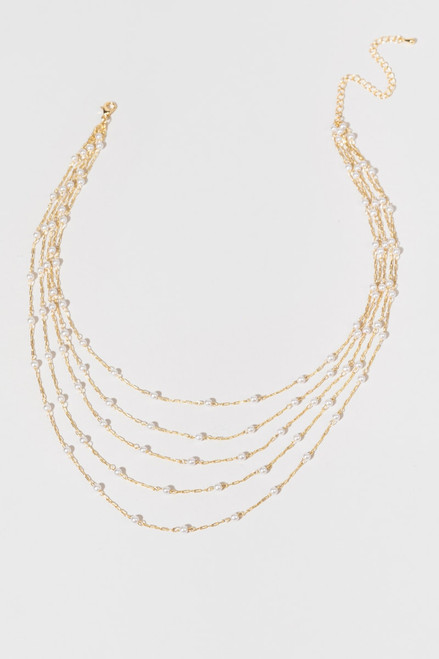 Pauline Five Row Pearl Necklace
