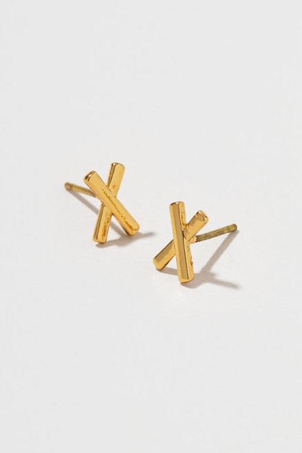 Marion Small Golden X Stud Earrings