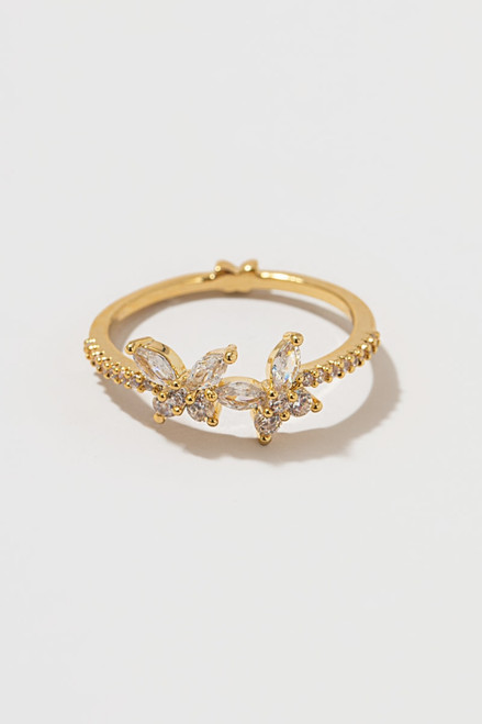 Blanca Crystal Butterfly Gold Ring