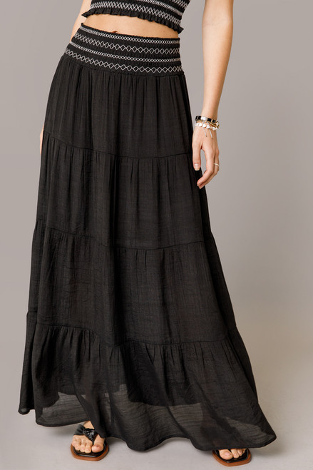 Joyce Smocked Tiered Maxi Skirt