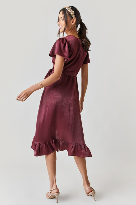 Emma Satin Wrap Midi Dress