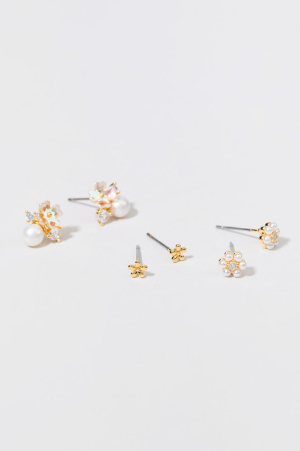 Katelyn Pearl And Gold Earring Set