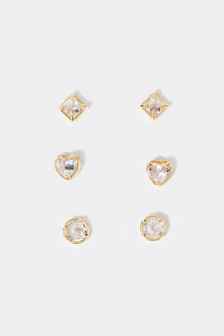 Evelyn Crystal And Gold Earring Set