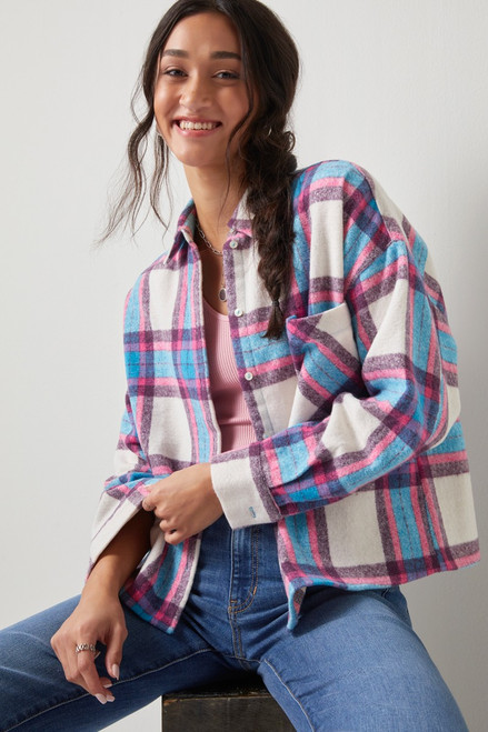 Ethel Plaid Shacket Long Sleeve Shirt