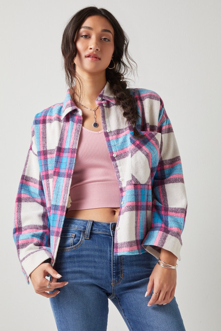 Ethel Plaid Shacket Long Sleeve Shirt