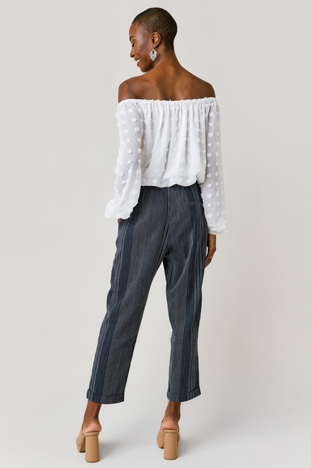 Andrea Striped Tie Front Jogger Pants