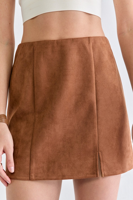 Vera Faux Suede Double Slit Mini Skirt