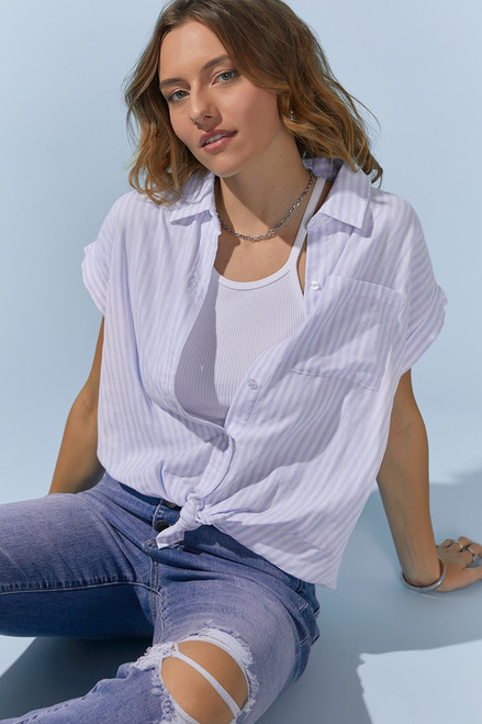 Ally Tie Front Button Down Top
