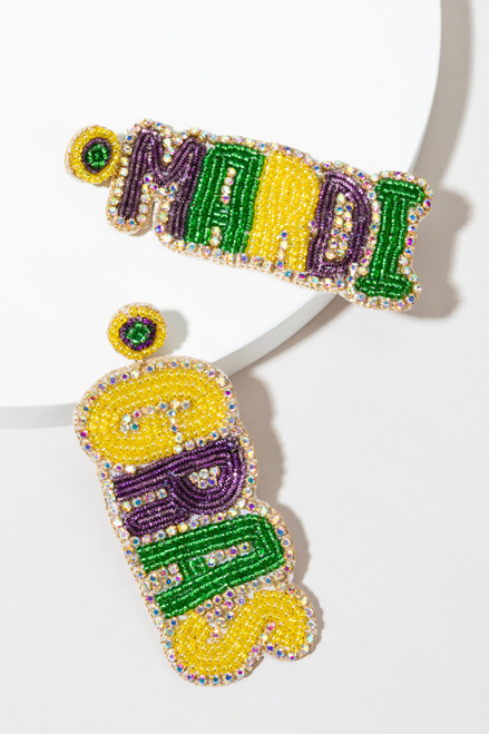 Mardi Gras Seedbead Chandelier Earrings