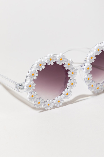 Gwen Daisy Embellished Round Sunglasses