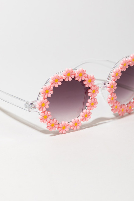 Hallie Pink Daisy Embellished Sunglasses