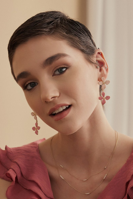 Livia Pink Flower Earrings