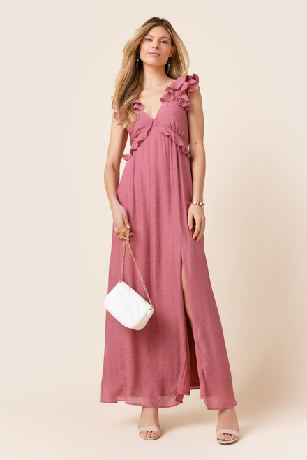 Gabriella Flutter Sleeve Bow Back Maxi Dress