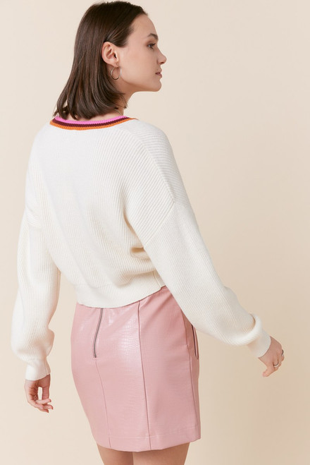 Rebbecca Front Button Varsity Trim Cardigan