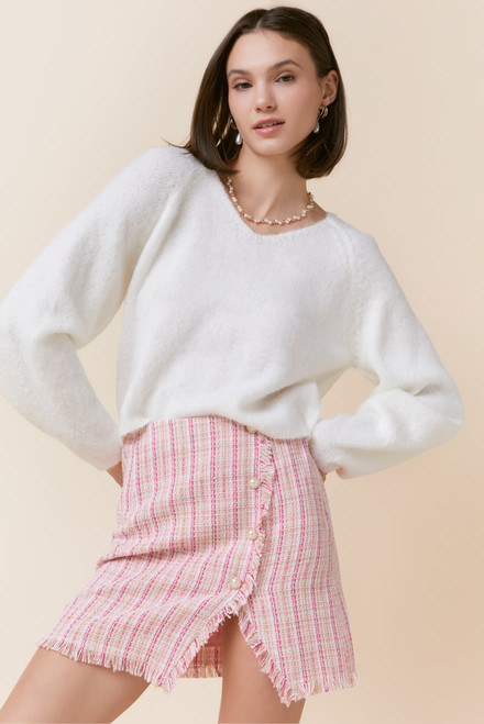 Marian Fuzzy V Neck Pullover Sweater