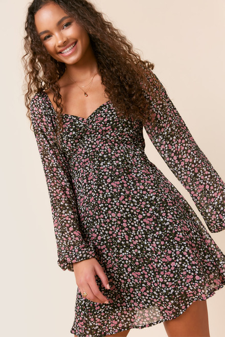 Arlene Cinch Front Floral Mini Dress