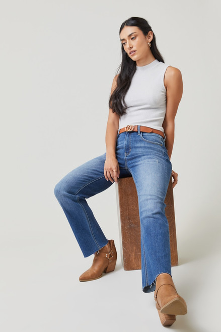 Lillian Mid Rise Straight Denim Jeans