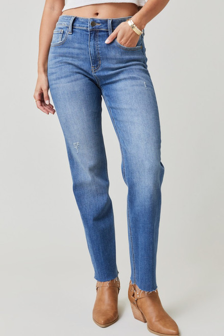 Lillian Mid Rise Straight Denim Jeans