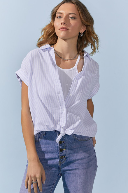 Allie Tie Front Button Down Top