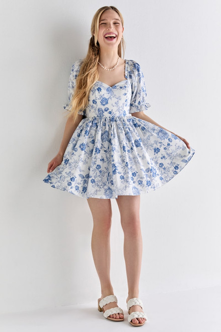 Stacia Floral Babydoll Mini Dress