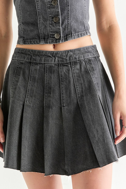 Sherrie Pleated Denim Mini Skirt