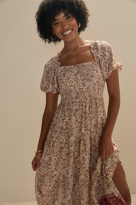 Emily Smocked Floral Midi Dress