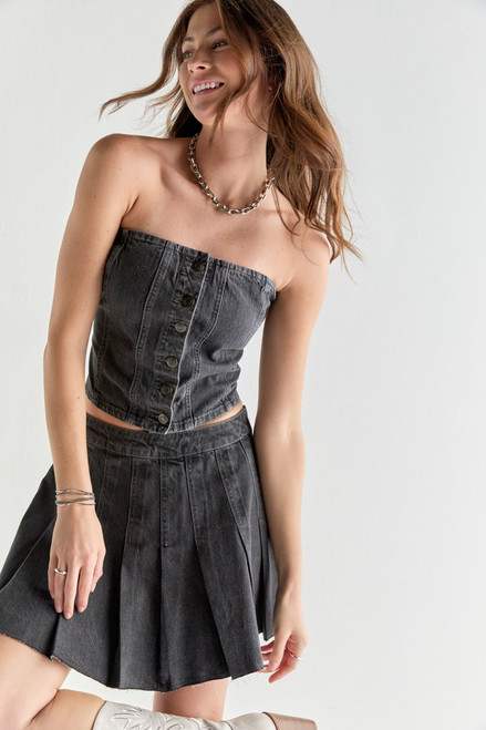 Denise Denim Sleeveless Button Down Top