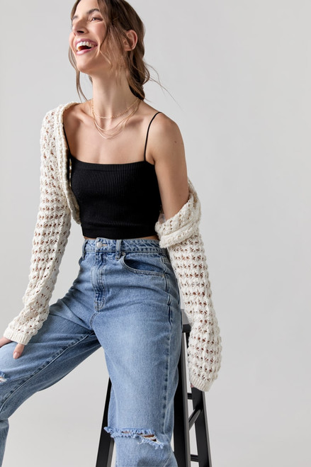 Marianne Cropped Crochet Shrug