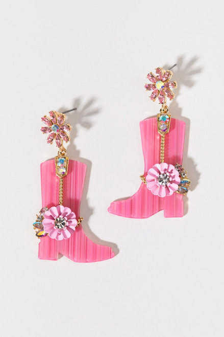 Kirsten Resin Flower Cowboy Boot Drop Earrings