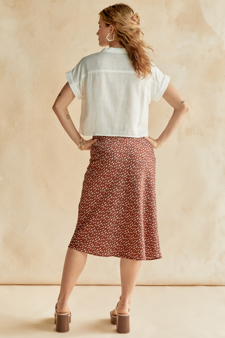 Abby Abstract Printed Satin Midi Skirt